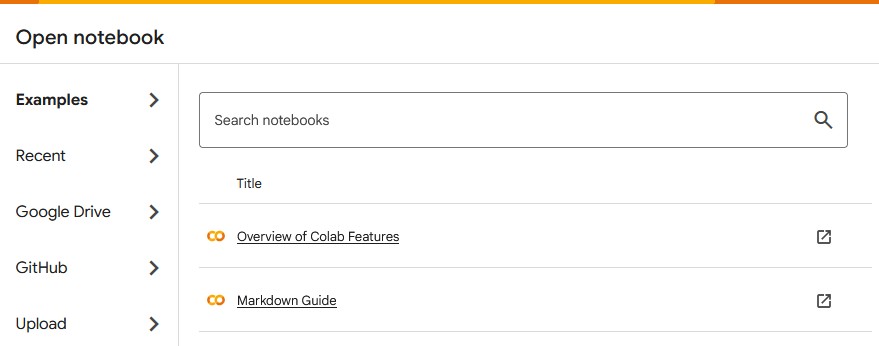 Open Notebook dialog