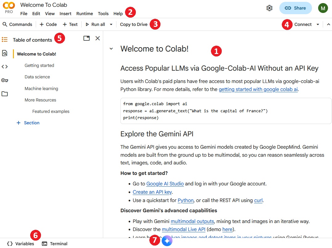 Colab UI